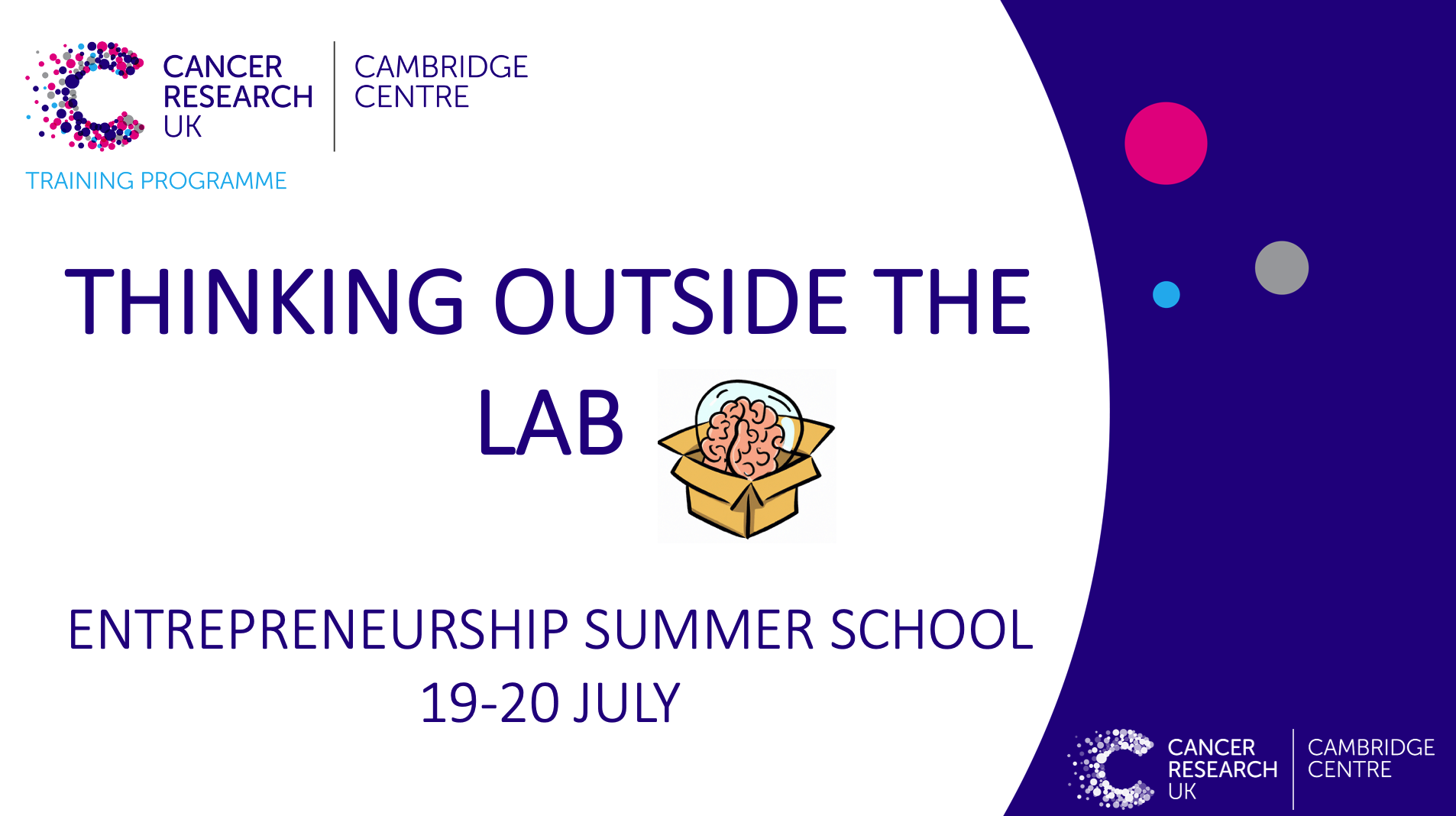 Image with title Thinking outside the lab, Entrepreneurship summer school 2023