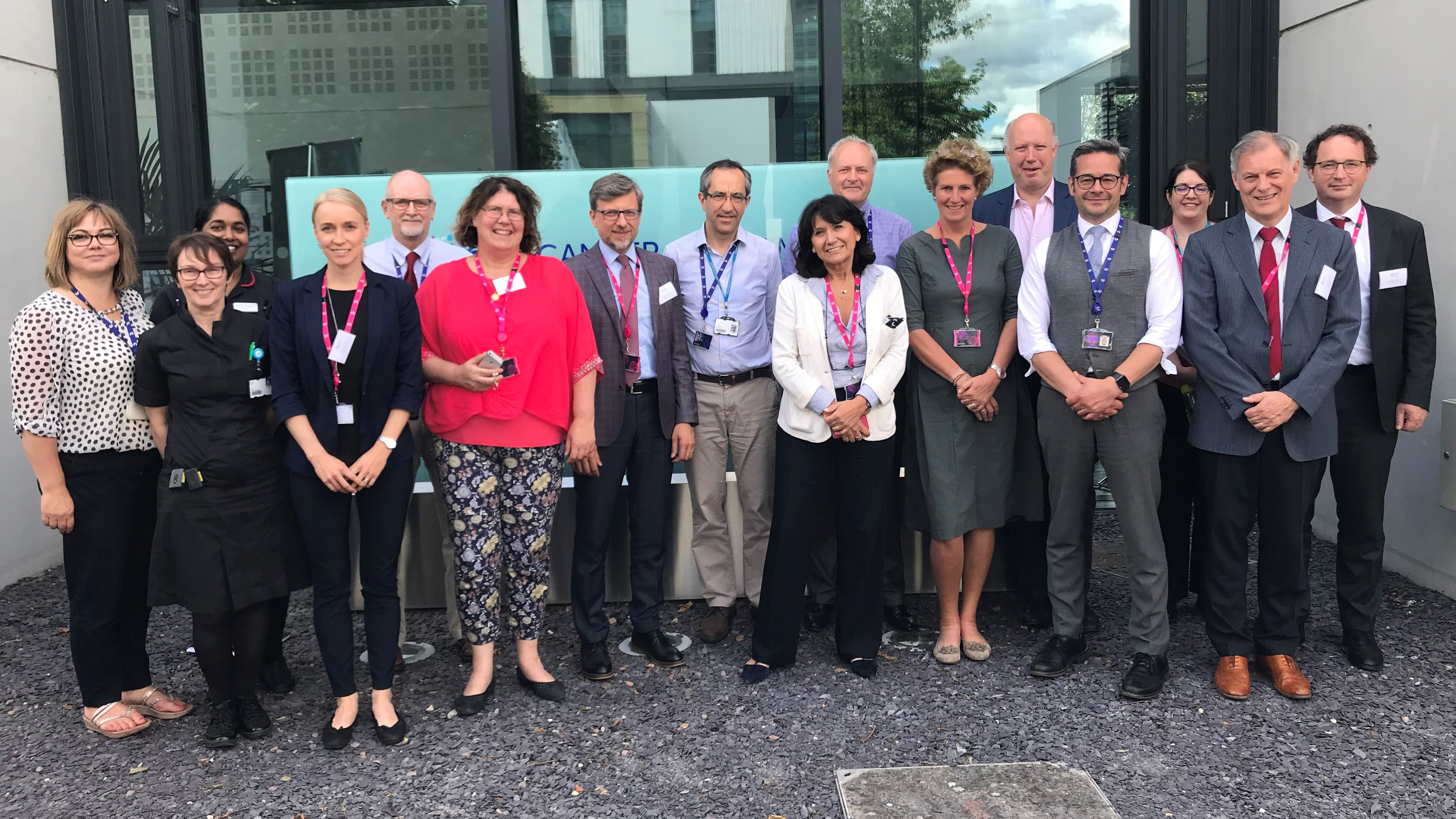 The OECI peer review team with members of the CRUK Cambridge Centre during the site visit in July 2019
